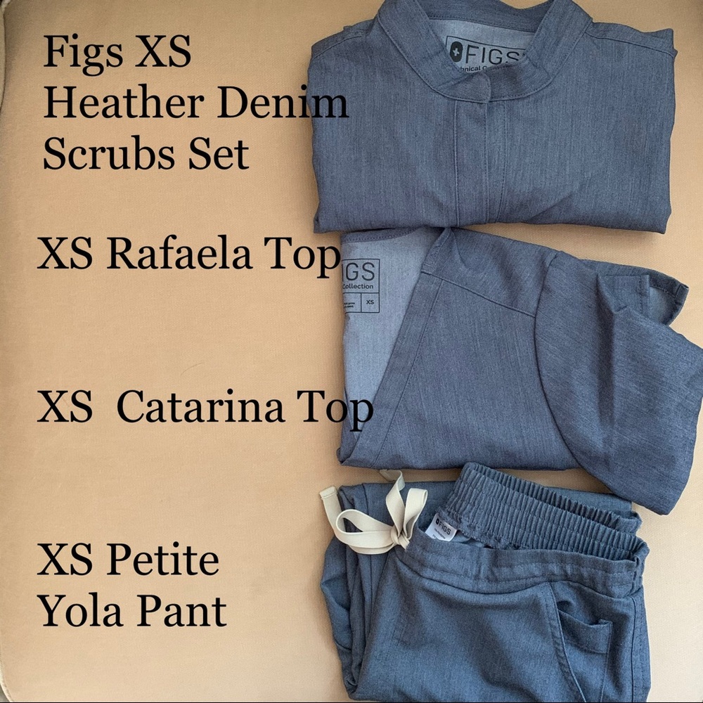 Figs Heather Denim XS Scrubs Set